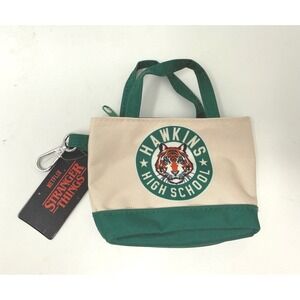 Netflix Stranger Things Hawkins High School Mini Tote Bag Keychain Green Cream